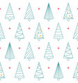 seamless pattern with christmas trees and stars vector image