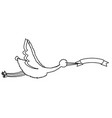 stork bird flying with ribbon frame vector image