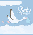 stork bird flying with bag vector image