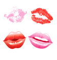 lipstick kisses on a white background vector image