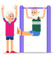 elderly man making pull ups one senior doing vector image