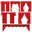 set red luxury curtains and draperies vector image