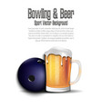 bowling ball with mug beer vector image