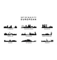 set big city european skyline silhouette vector image