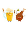 funny beer mug and fried chicken leg characters vector image