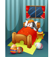 easter rabbit wearing hat sleeping in bed with eas vector image