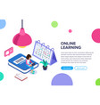 isometric online learning concept woman vector image