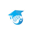 graduation hat technology brain logo mind vector image