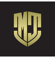 mc logo monogram with emblem shield shape design vector image