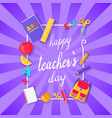 happy teacher s day wish on colorful postcard vector image