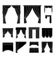 different kinds of curtains black icons in set vector image