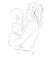 mother and her baby sketch vector image