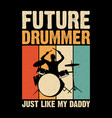 drumming drum drummer retro vintage t-shirt design vector image