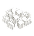 contour of houses isometric view 3d vector image