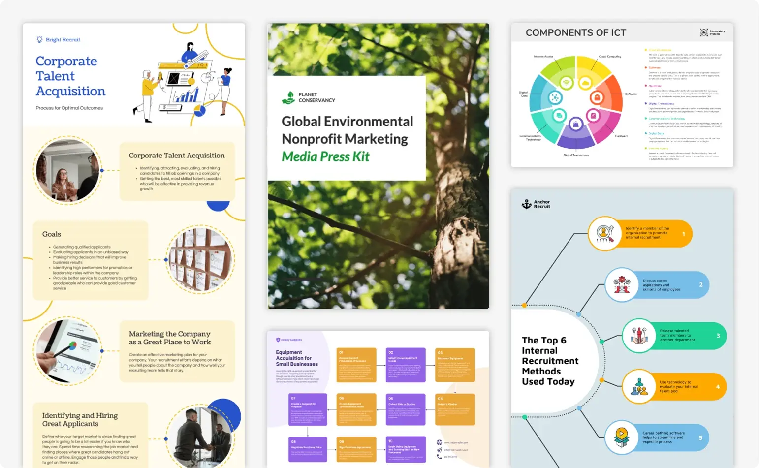 Some infographic and diagram templates offered by Venngage.