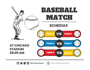 Free  Template: Illustration minimaliste blanche Modèle d'horaire de match de baseball