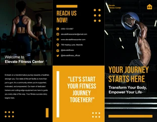 premium  Template: Dark Yellow Gym Tri Fold Brochure Template