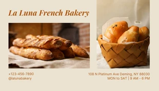 Free  Template: Carte De Visite Boulangerie photo moderne beige