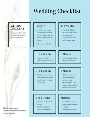 Free  Template: Blizzard Blue White Wedding Checklist Infographic Template