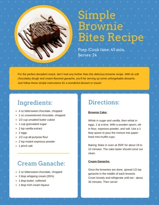 premium  Template: Recette simple de bouchées au brownie