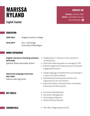 Free  Template: Curriculum vitae d'étudiant minimaliste