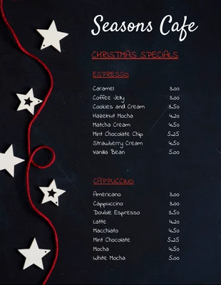 premium  Template: Menu de Noël sur le thème du tableau noir