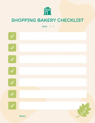 Free  Template: Cream And Green Modern Playful Shopping Bakery Checklist (liste de contrôle pour les boulangeries)