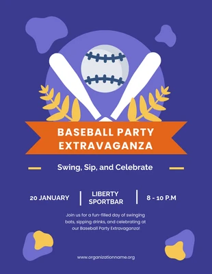 Free  Template: Invitation à une fête de baseball violette et orange