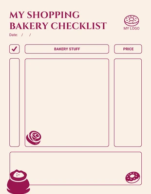 Free  Template: Liste de contrôle de la boulangerie Cream And Red Clean Shopping