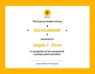 Free  Template: Yellow Students Scholarship Award Template