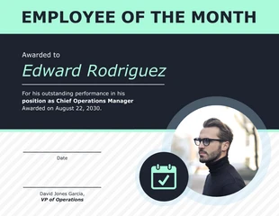 premium  Template: Employee of the Month Certificate of Recognition Template