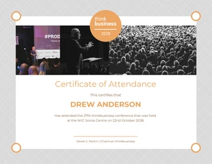 Free  Template: Light Certificate of Attendance Conference Template