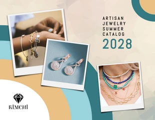 Free  Template: Catalogue de bijoux beige et bleu sarcelle