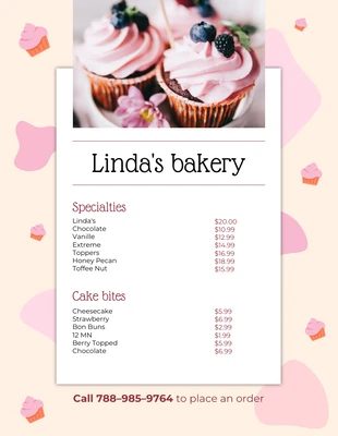 premium  Template: Menu Boulangerie Beige et Rose