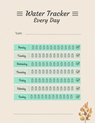 Free  Template: Modèle simple de tableau de suivi de l'eau Calendrier chocolaté pour chaque jour
