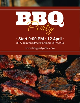 Free  Template: Flyer De Fête BBQ Simple Noir Et Rouge