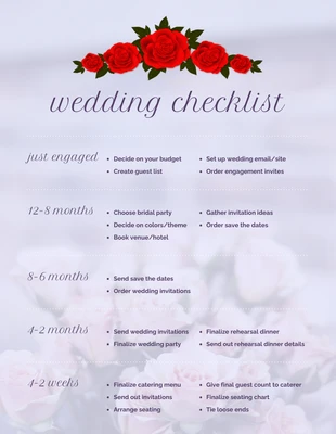 Free  Template: Lavender Wedding Checklist Infographic Template