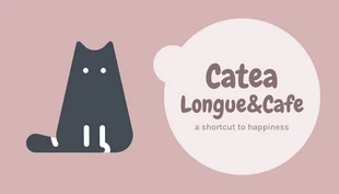 Free  Template: Carte De Visite Café de chat d'illustration mignonne simple rose