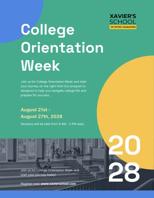 Free  Template: Modèle d'Affiche de la semaine d'orientation universitaire colorée verte