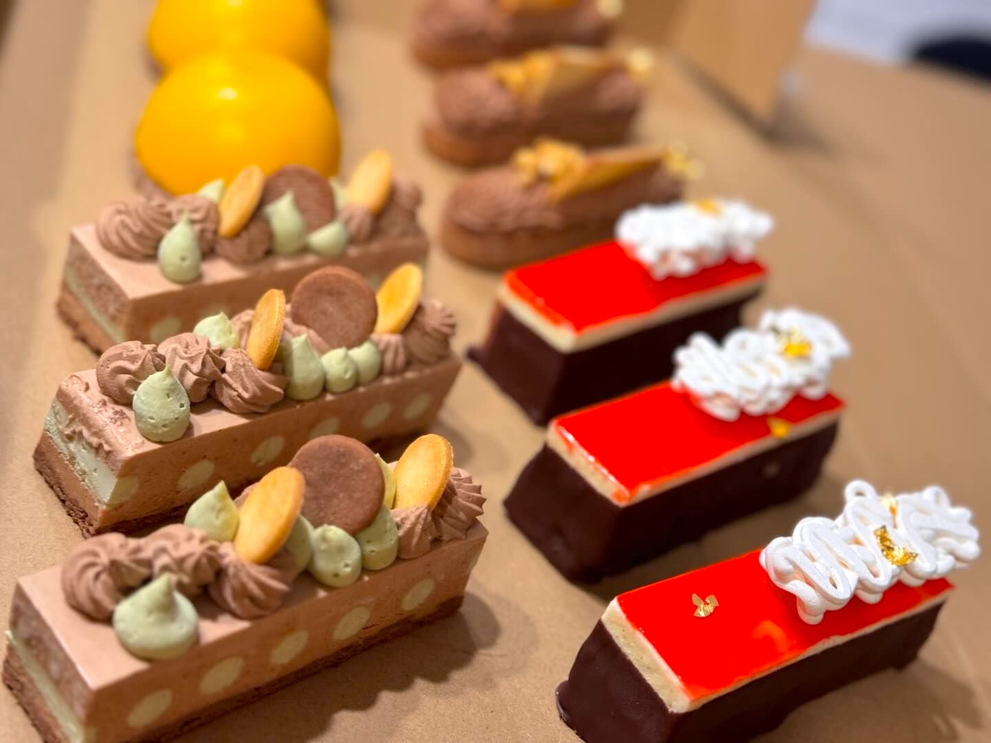 A selection of vegan pastries from French pastry chef Romuald Guiot.