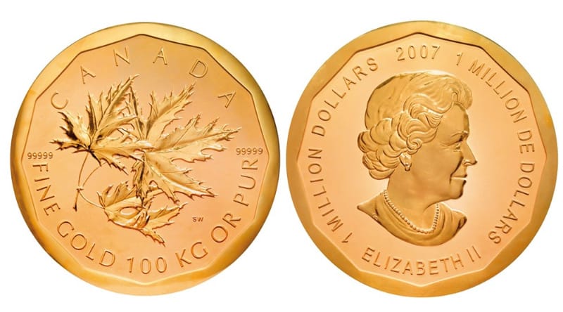 Most Expensive Coins - $1 Million Gold Canadian Maple Leaf (2007)