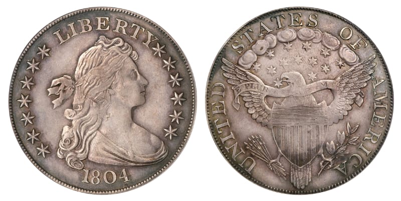 Most Expensive Coins - Bust Dollar - Class 1 - Dexter-Poque Specimen (1804)