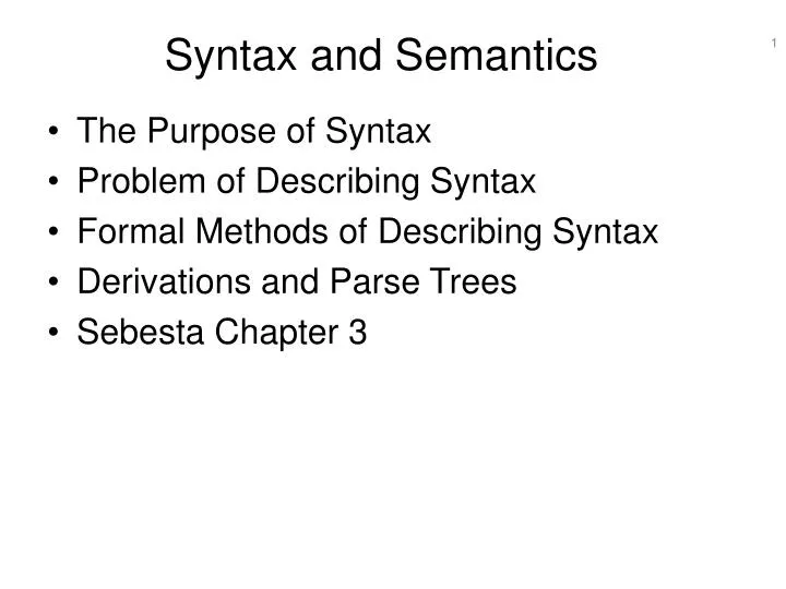 syntax and semantics