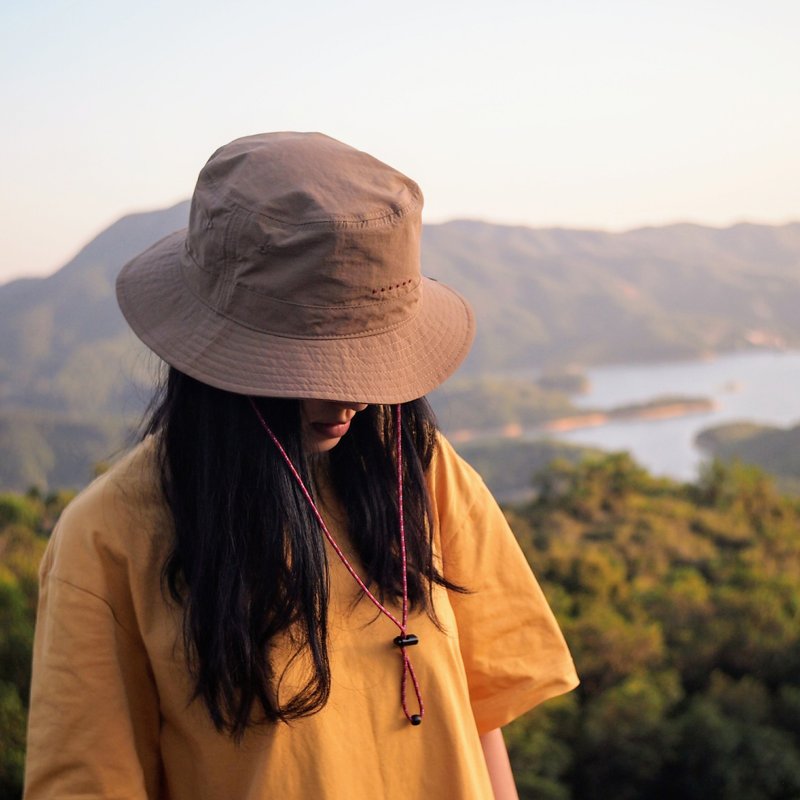 可換風繩漁夫帽 日系透氣防水抗UV 帽 戶外帽 登山帽(啡) S/M/L碼 - 帽子 - 防水材質 卡其色