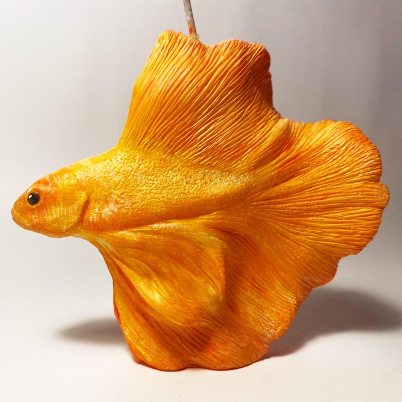 Thai fighting fish/Siamese fighting fish/yellow/Betta fish candle - Candles & Candle Holders - Wax 