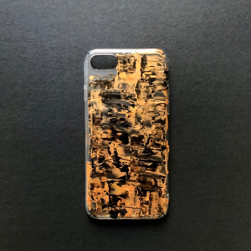 Acrylic 手繪抽象藝術手機殼 | iPhone 7/8 |  Black & Gold - 手機殼/手機套 - 壓克力 金色