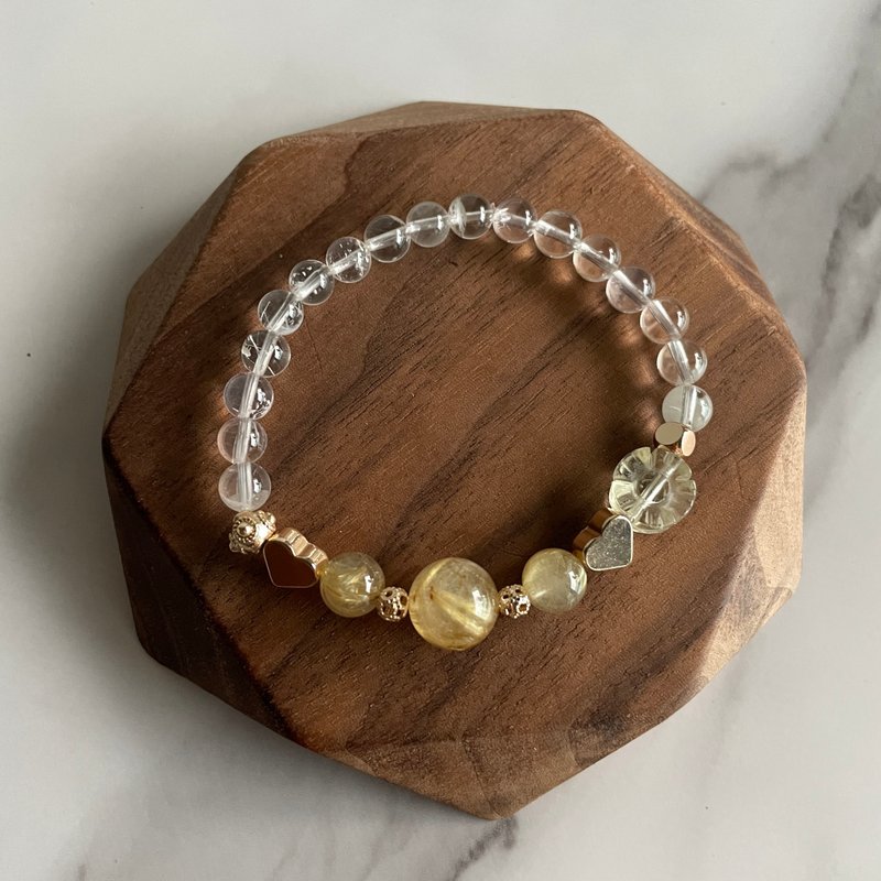 [Gather wealth and strengthen self-confidence] Blonde crystal topaz snowflake ghost crystal bracelet - สร้อยข้อมือ - คริสตัล 