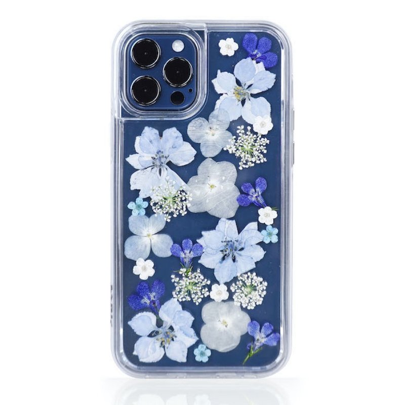 霧藍悠悠 iphone 12 pro max mini SE 永生花手機殼 客製姓名 - 手機殼/手機套 - 植物．花 透明