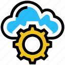 cloud, cogwheel, gear, hosting, settings, setup, storage