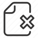 file, document, cross, delete, remove, cancel, close